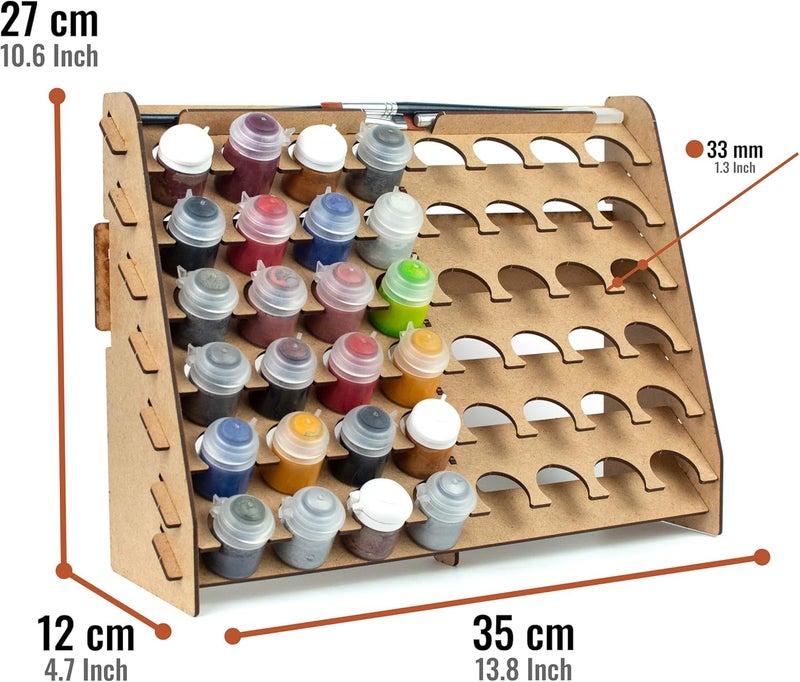 ProScale Paint Rack for model paints. Hobby craft Citadel compatible wall paint rack stand holder organiser storage for miniature warhammer art artists (33 mm) - Image 2